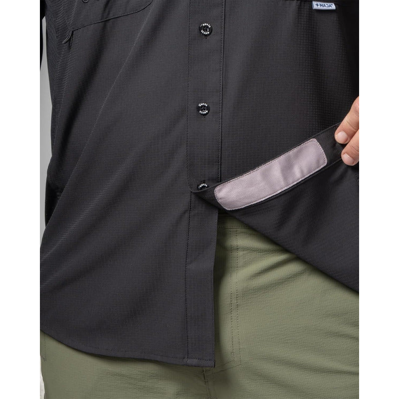 Camisa Maja Sport De Lujo Negro Signatur Propela Manga Larg