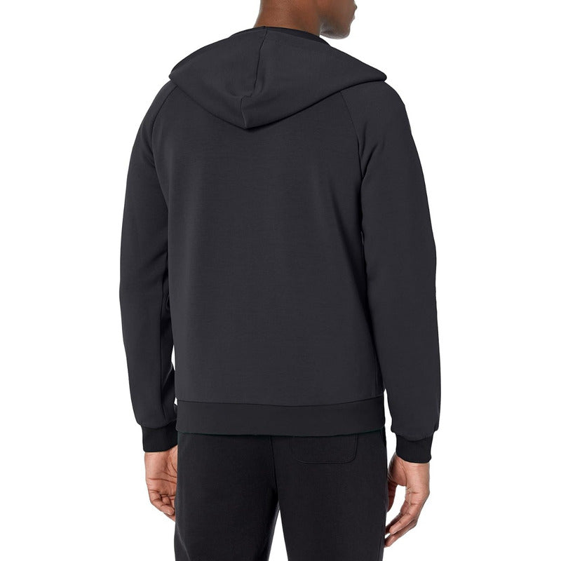 Hoodie Boss Azul Con Cierre Logo Lateral En Circulo