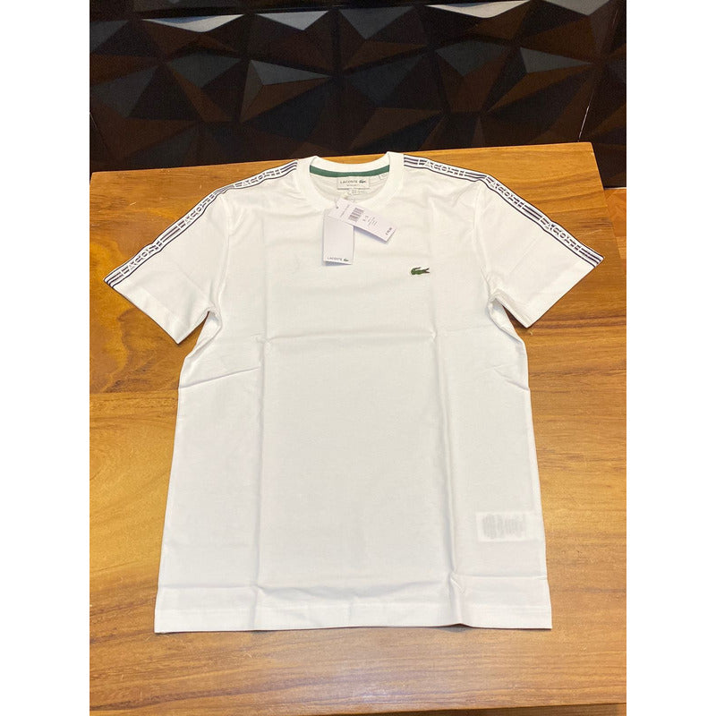 Playera Lacoste Corta Blanco Diseño Hombros Mod Th5071-51001