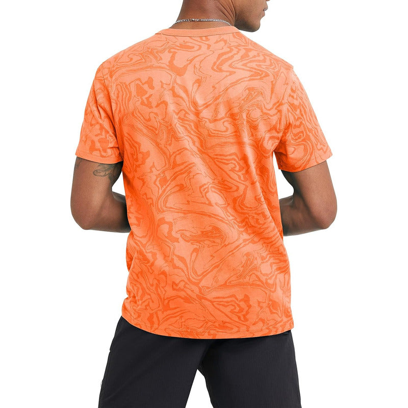 Camiseta Champion Classic Aop , Hombre Naranja Marmol T8754p