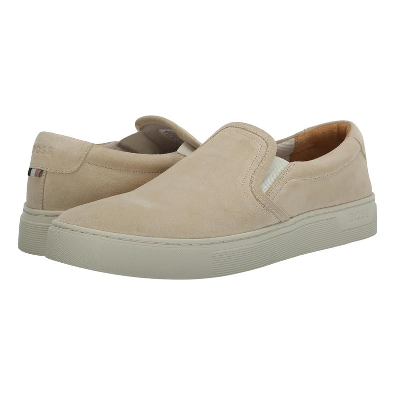 Tenis Boss Men's Rhys Suede Slip On Beige Flat B0cbqnqtpg