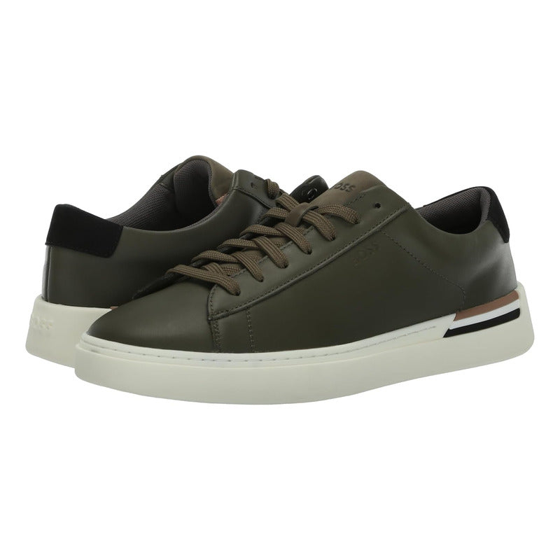 Tenis Hugo Boss Men's Clint Smooth Leather Low Olive B0c8b65