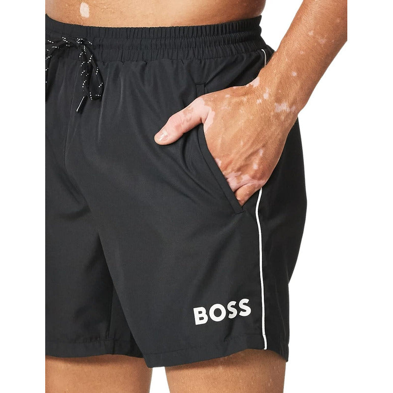 Short Hugo Boss Bañador Playa Solido Negro Medio 504693023