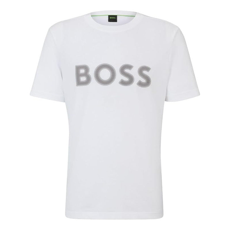 Playera Boss Men's Outlined Logo Crew Neck Blanco B0cbw7p