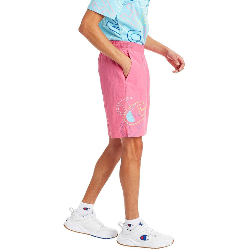 Short Champion Arrugado De Hombre Rosa Casual  81223g