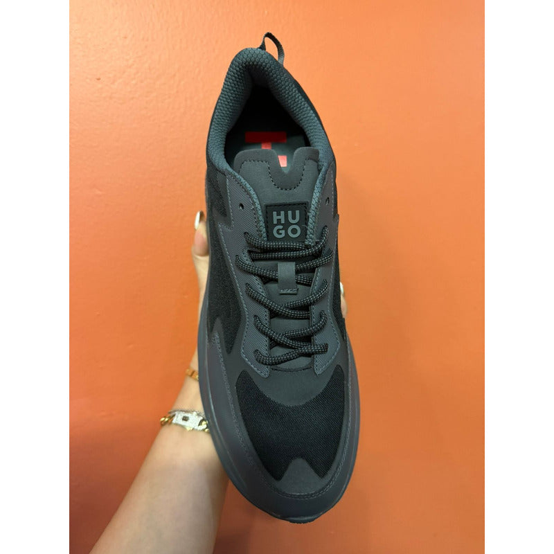 Tenis Hugo Men's Leon Modern Running Tela Negro B0c522k89g