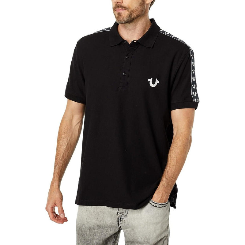 Playera True Religion Negrologo En Hombros Dorado 106292