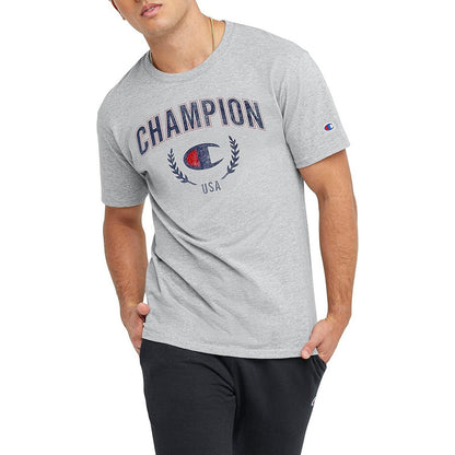 Camiseta Champion Clásica Gris Algodon Cuello Redondo Gt23h