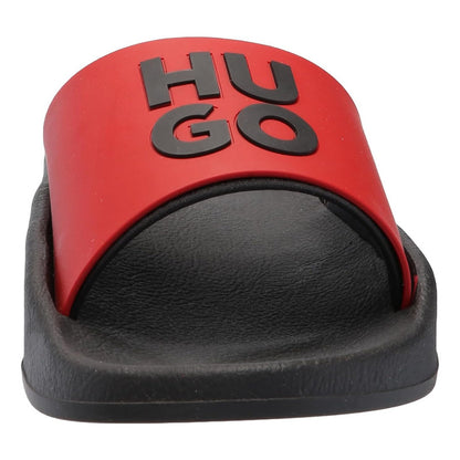 Sandalia Hugo Men's Stacked Logo Slide  Black/cherry B0c5238