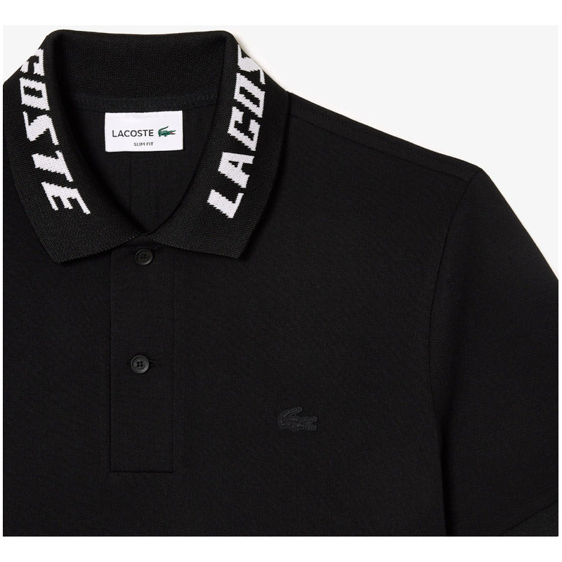 Playera Lacoste Polo Letras En Cuello Lacoste Neg Ph9642-20