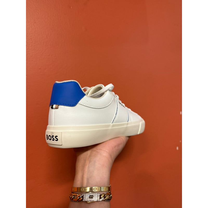 Tenis Hugo Boss  Men's Aiden Logo Block Leather Blue B0c8b