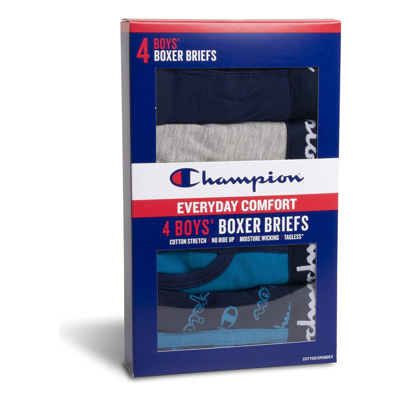 Boxer Champion Paq 4 Tipo Calzones Elásticos Comfort Juvenil