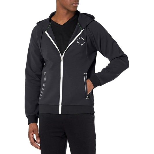 Hoodie Boss Azul Con Cierre Logo Lateral En Circulo