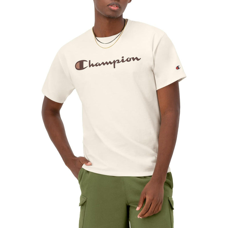 Camiseta Champion Basica Blanco Logo Liso De Hombre Gt23h