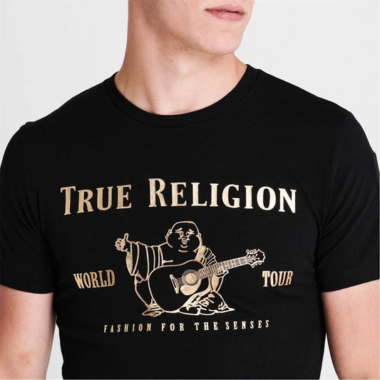 Playera True Religion De Buda Metálica Corta Negra Md 105487