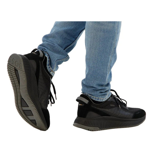 Tenis Boss Casuales En Piel Ttnm Evo Runn Hombre Negro Gris  505229 08