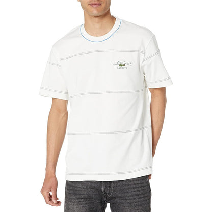 Playera Lacoste Vintage Blanco Rallas Verdes Mod. Th5364
