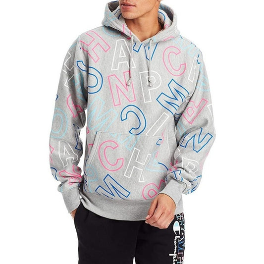 Sudadera Champion Gris Letras  Colores Modelo 2023 Hoddie