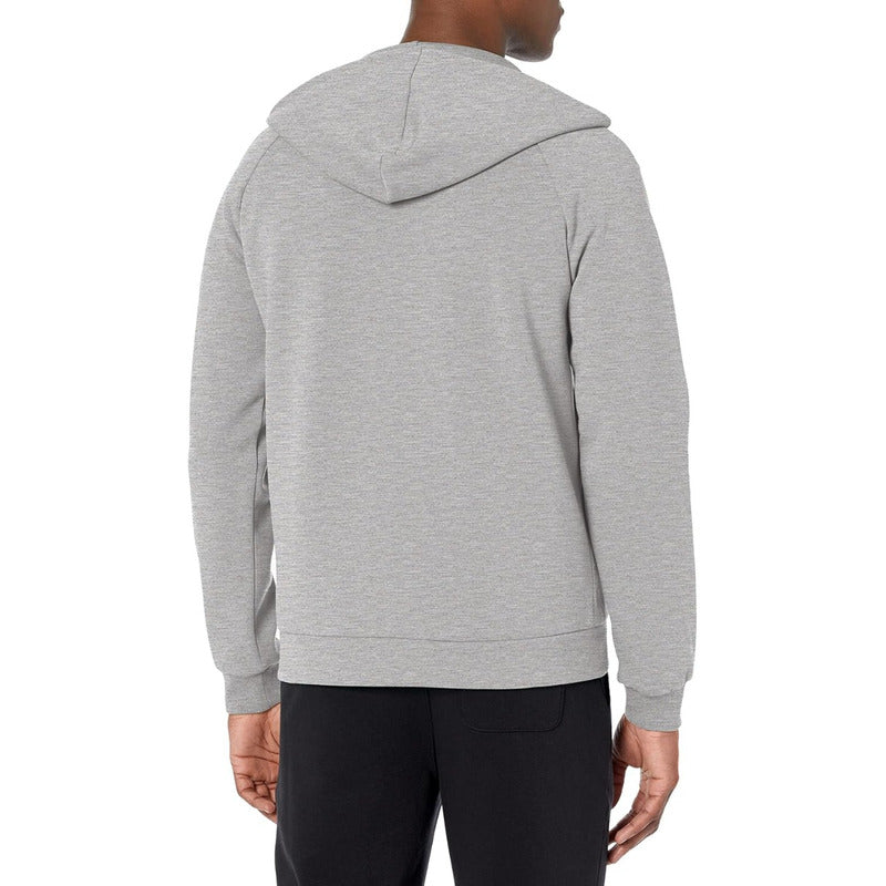 Hoodie Boss Gris Con Cierre Logo Lateral En Circulo