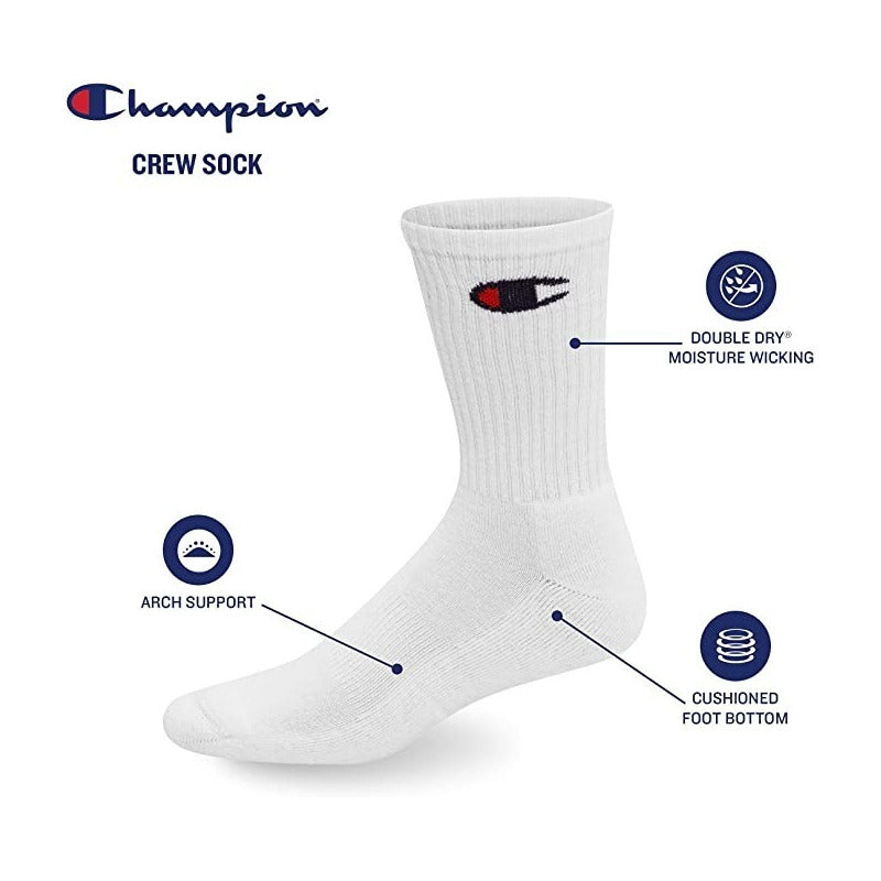 Calceta Tobillera Champion 6 Pares Color Negro Original