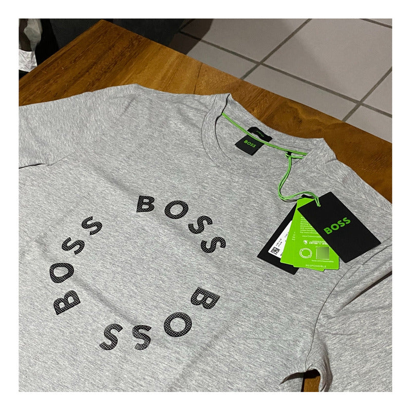 Playera Boss Gris Logos En Circulo Original 50488831