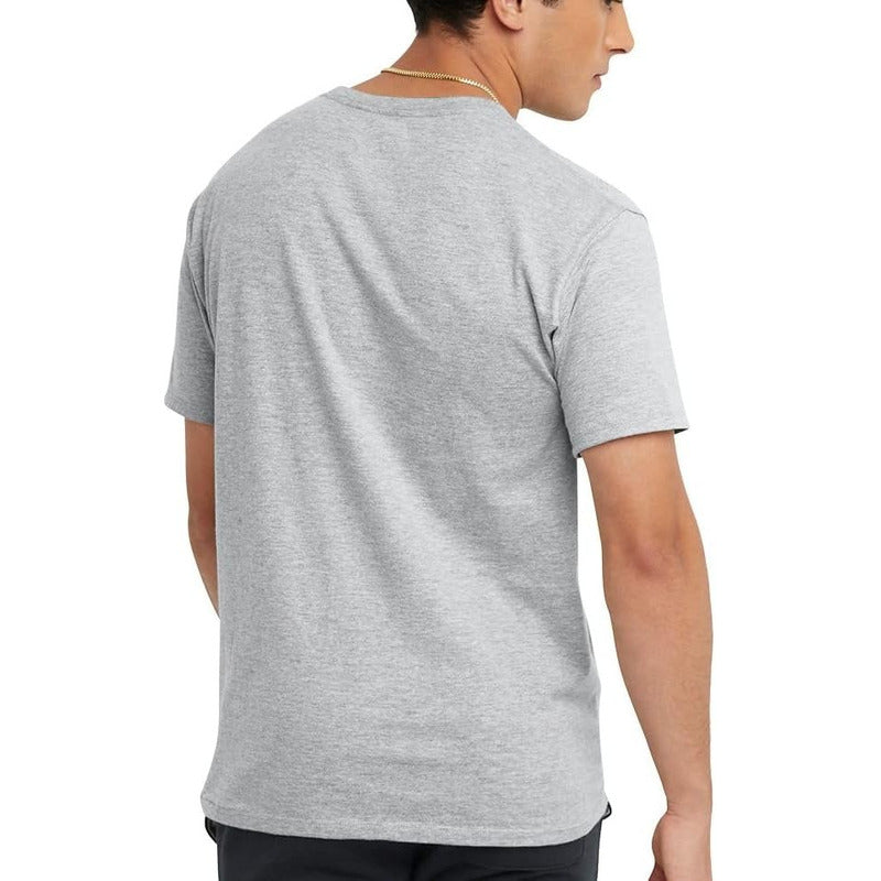 Camiseta Champion Clásica Gris Algodon Cuello Redondo Gt23h