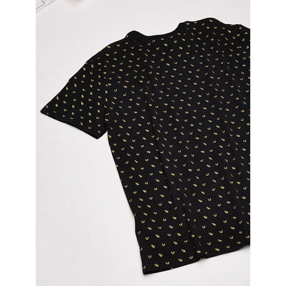 Playera True Religion Negro Logos Pequeños True Dorados