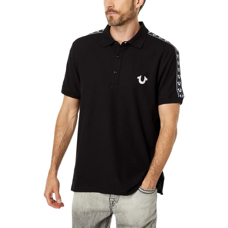 Playera True Religion Polo Hombre Color Negro Logo Hombros