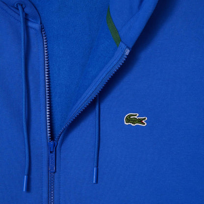 Sudadera Lacoste Azul Sh7457 Logos En Brazo Con Gorro