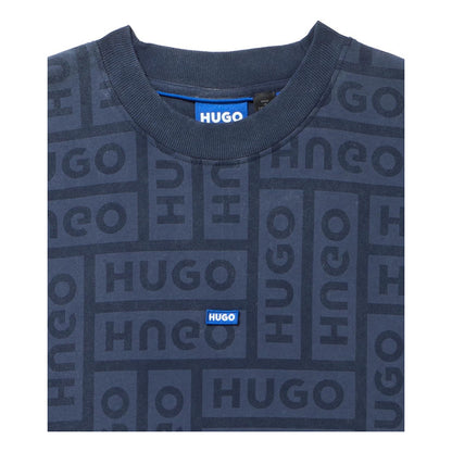 Playera Hugo Men's Allover Logo Cottoncasual Blue B0cbwc386g