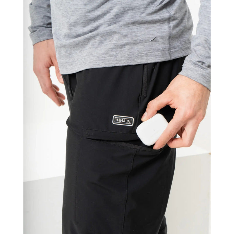 Jogger Maja Sport Tela Dry Secado Rápido Active Sendero Negr