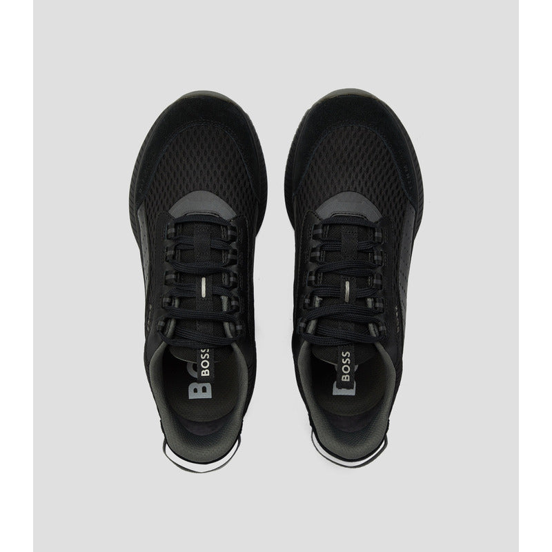 Tenis Boss Casuales En Piel Ttnm Evo Runn Hombre Negro Gris  505229 08