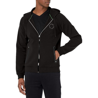 Chaqueta Hoodie Boss Negro Con Cierre Logo Lateral Circulo