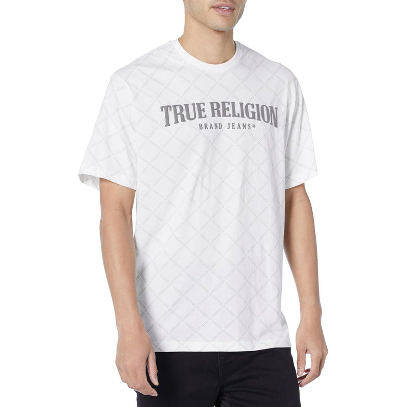 Playera True Religion Blanco Letras True En Cuadro 107607