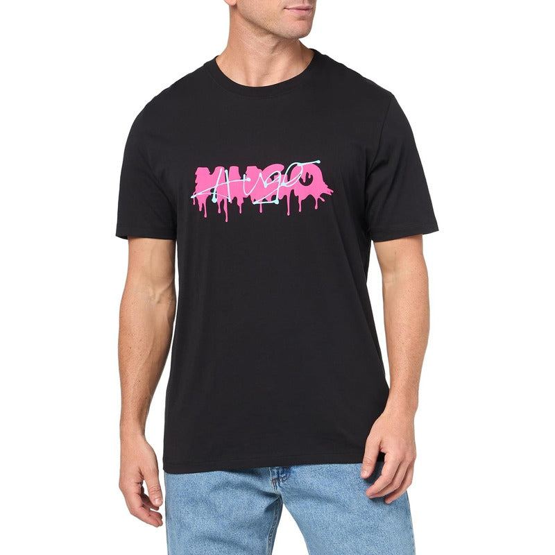 Playera Hugo Men's Spraypaint Logo Cotton  Black Pepper 5051