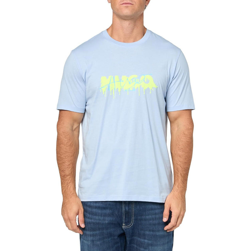 Playera Hugo Men's Spraypaint Logo Cotton T-shirt Ice  B0cbw