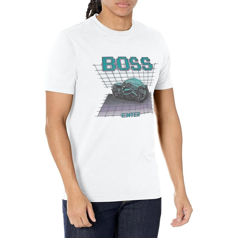 Playera Hugo Boss Gamer Graphic  Blank White B0c51tty3g