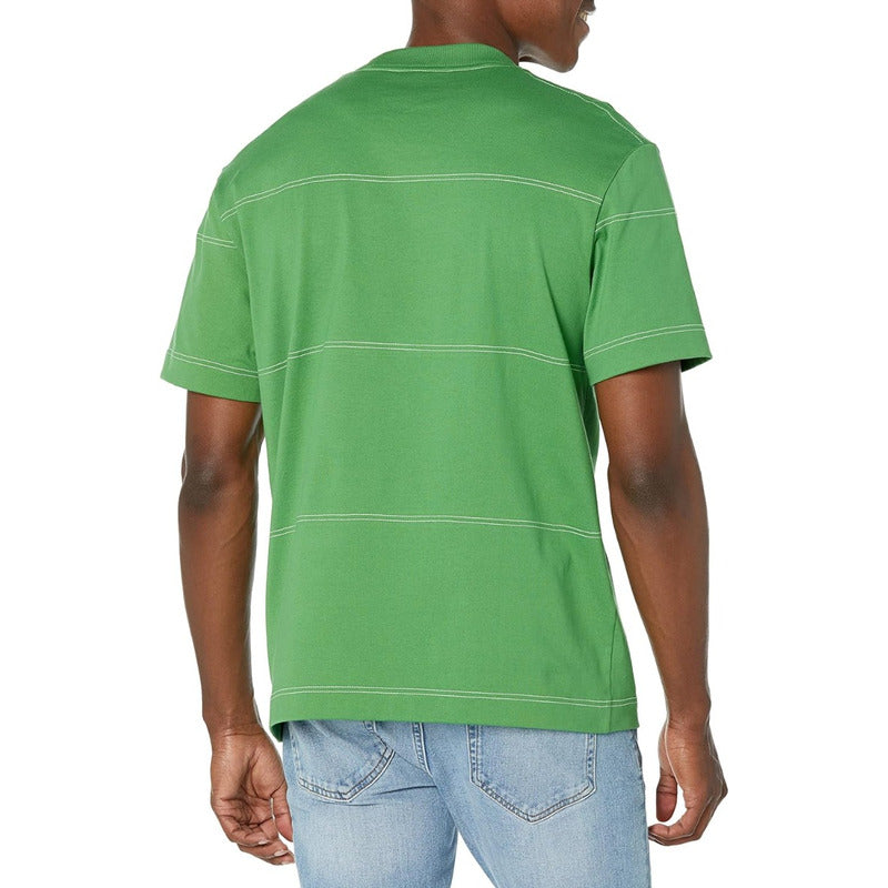 Playera Lacoste Vintage Verde Rallas  Mod. Th5364