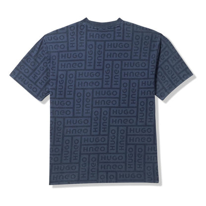 Playera Hugo Men's Allover Logo Cottoncasual Blue B0cbwc386g