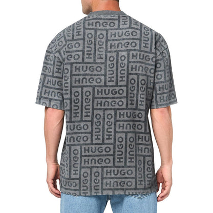 Playera Hugo Men's Allover Loose Hombre Grey Casual 2490s