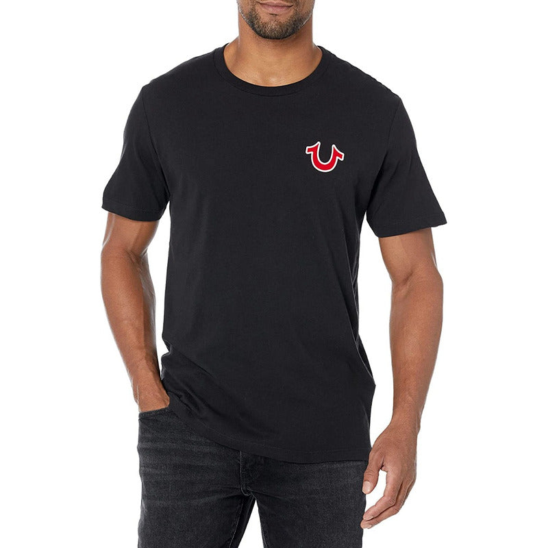 Playera True Religion Negro  Logo Rojo Animado Trasero True
