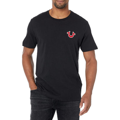Playera True Religion Negro  Logo Rojo Animado Trasero True