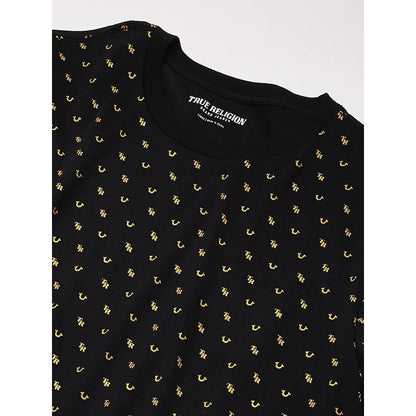 Playera True Religion Negro Logos Pequeños True Dorados