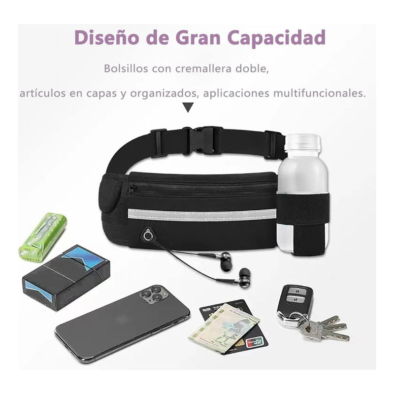 2 Pack Cangurera Ligera Con Porta Botella Chica Contra Agua