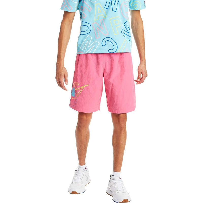 Short Champion Arrugado De Hombre Rosa Casual  81223g