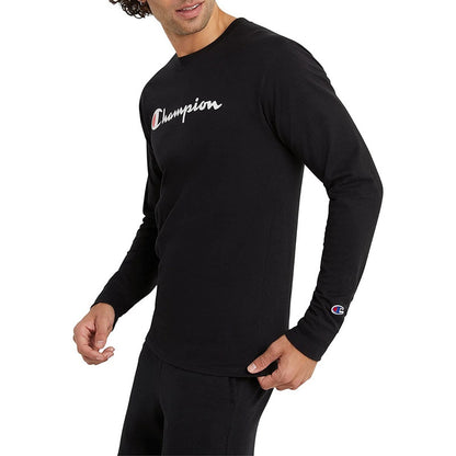 Playera Champion Negro Logo Central Original Manga Larga