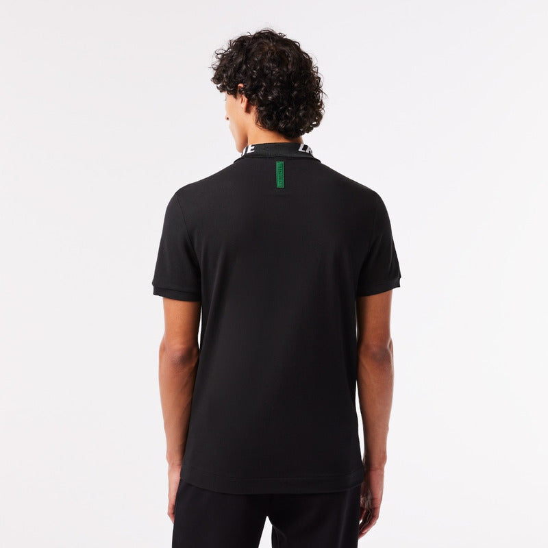 Playera Lacoste Polo Letras En Cuello Lacoste Neg Ph9642-20