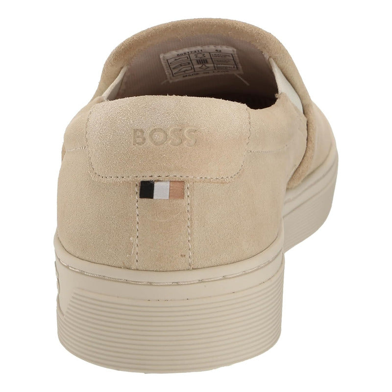 Tenis Boss Men's Rhys Suede Slip On Beige Flat B0cbqnqtpg