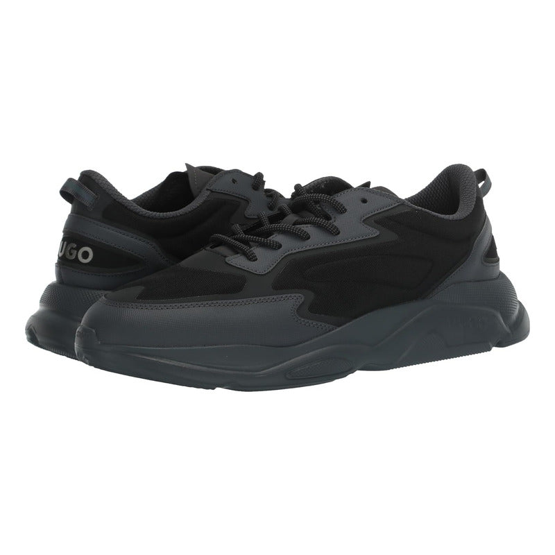 Tenis Hugo Men's Leon Modern Running Tela Negro B0c522k89g