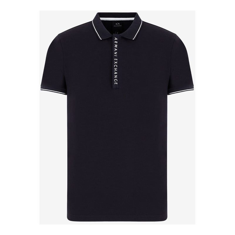 Playera Polo Armani Con Cierre Negro Elegante Slim Fit Justa